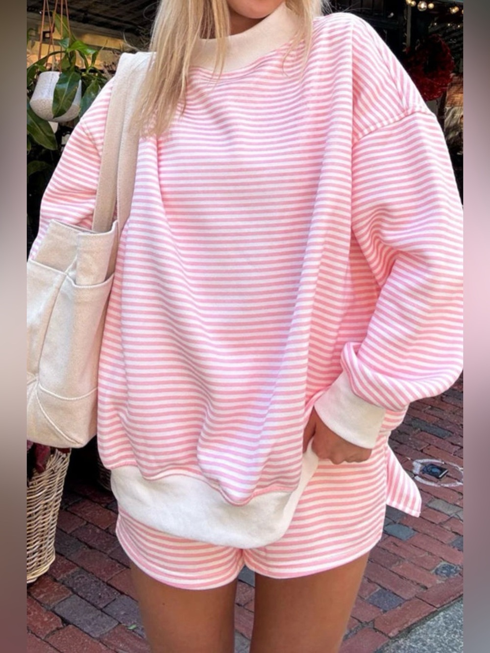 XoXo Cotton Pink & White Striped Loungewear Set ✨